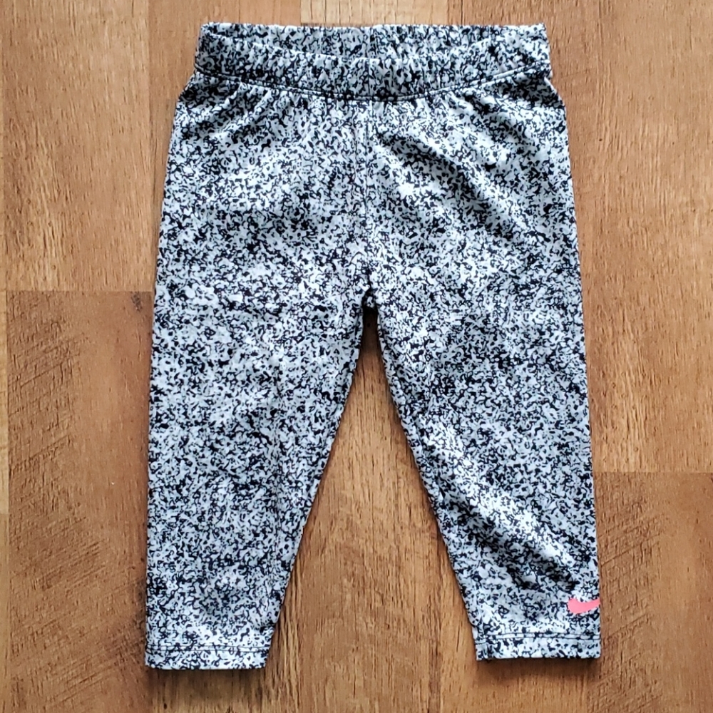 Adidas Girls Dri Fit Cropped Black And White Athletic Leggings Size Small